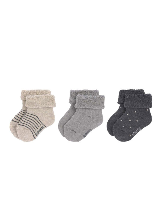 Lot de 3 chaussettes nouveau-né, gris (Lassig)