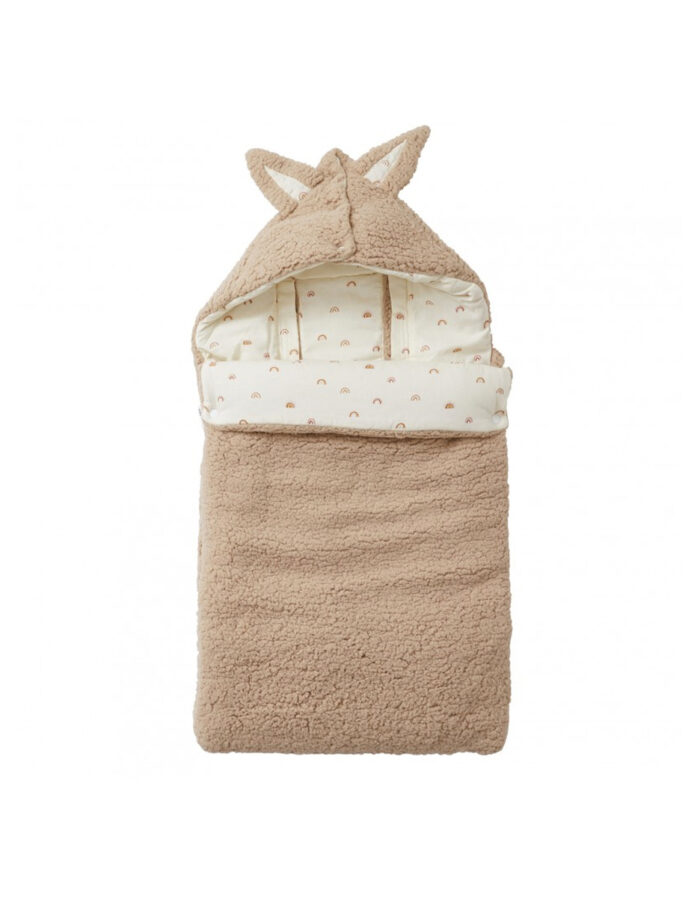 Nid d'ange en sherpa ourson doublé coton imprimé (BB&Co)