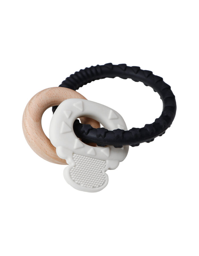 Teether Silicone Wood - Key - Black & White (LABEL)