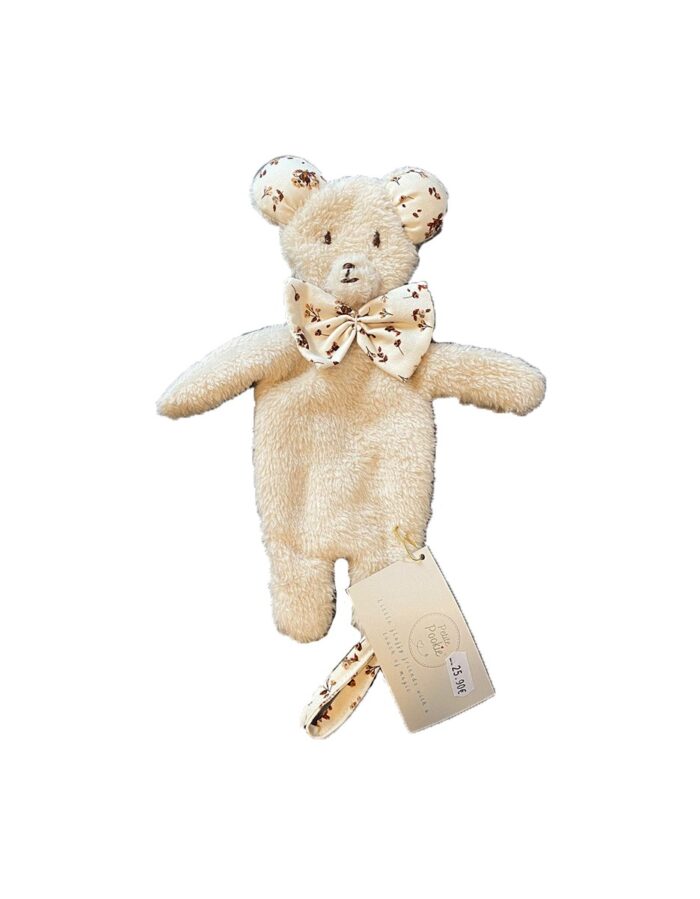 Doudou teddy white fleurs (Liena)