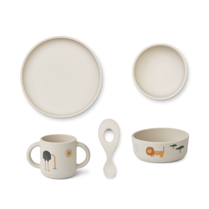 COFFRET REPAS EN SILICONE VIVI SAFARI SANDY MIX (Liewood)