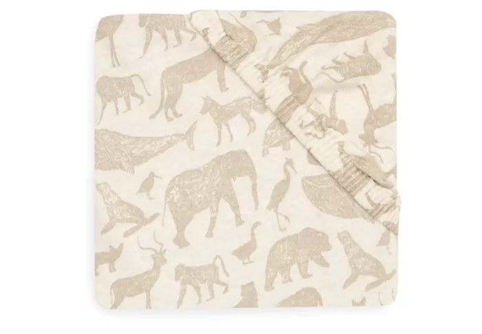 Drap-housse Jersey 40/50x80/90cm Animals - Nougat (Jollein)
