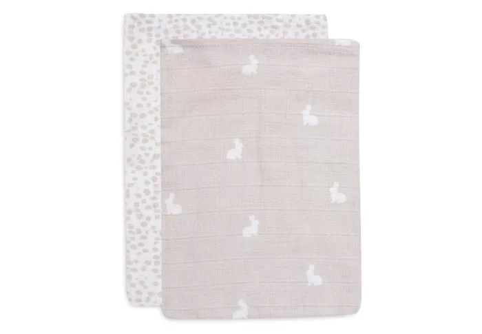 Gant de Toilette Gaze de Coton Dotted Rabbit Nougat - GOTS - 2 pièces (Jollein)