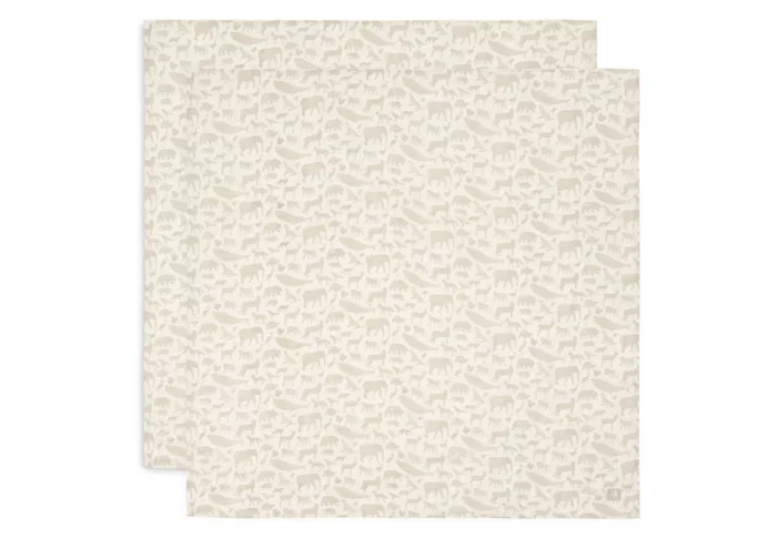 Lange gaze de Coton large 115x115cm Animals Nougat (2pack) (Jollein)