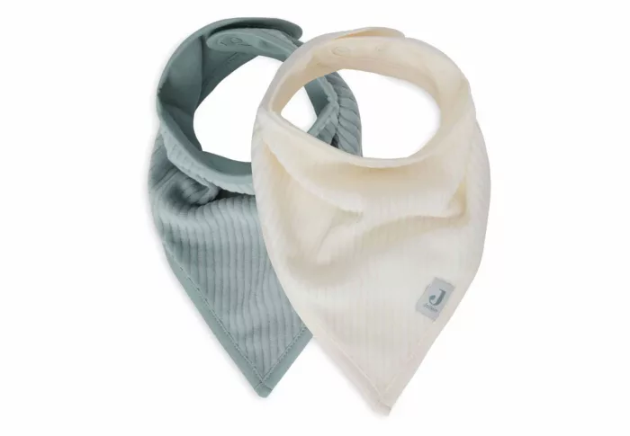 Bavoir Bandana Velvet Rib - Sea Green/Ivory - 2 Unités (Jollein)
