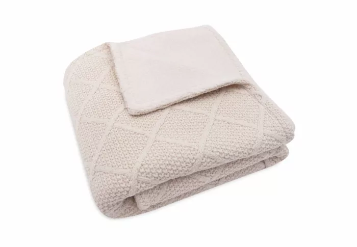Couverture Berceau 75x100cm Check Knit - Oatmeal/Teddy Fleece (Jollein)