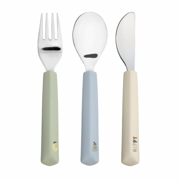 Couverts en silicone (3 pcs) - Happy Fruits, Citron (Lassig)