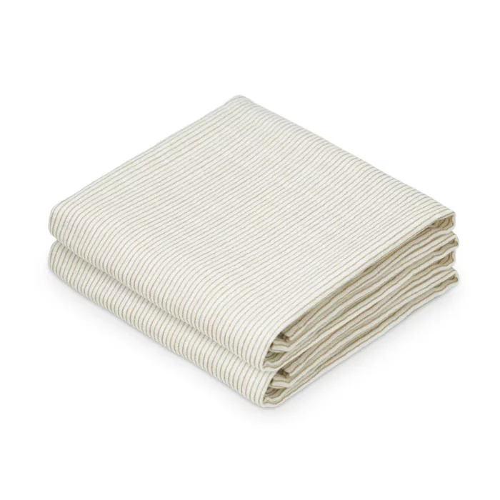 Langes en mousseline, imprimé, set de 2 - GOTS Classic Stripes Camel (CamCam)