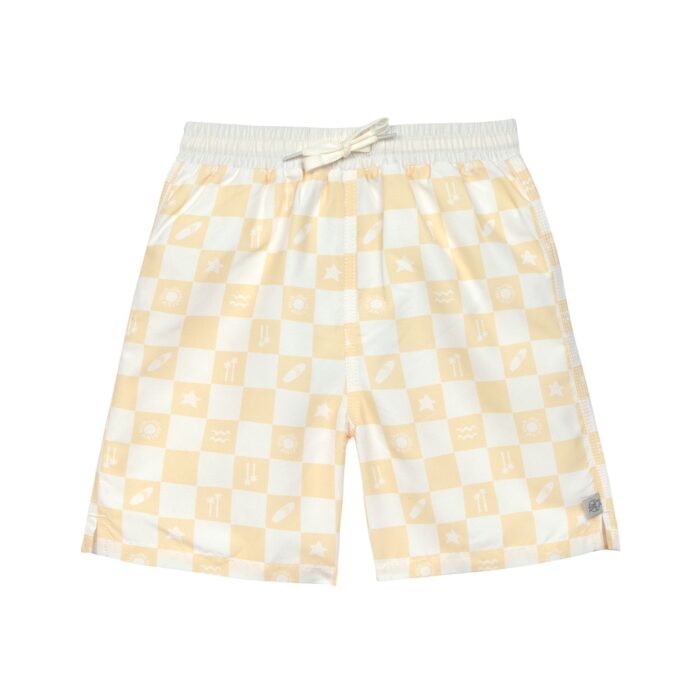 Short de bain anti-UV enfants - à carreaux, vanille (Lassig)